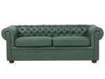 Canapé chesterfield CHESTERFIELD Vert - Chêne foncé - 195 x 70 x 76 cm - Cuir synthétique