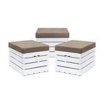 Coffre-Siège en Bois WHITE  lot de 3 Beige