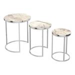 Set de 3 tables d'appoint Bornholm Imitation marbre blanc