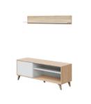 Meuble TV 2 niches et 1 porte Blanc - Bois manufacturé - Matière plastique - 40 x 50 x 135 cm