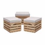 Sitzhocker mit Stauraum FLAME  3er Set Silber