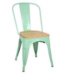 Lot de 4 chaises industriel assise bois Vert - Bois massif - Bois/Imitation - 52 x 85 x 46 cm