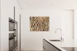 Acrylbild handgemalt Golden Zebra Gold - Massivholz - Textil - 100 x 75 x 4 cm