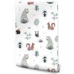 Papier Peint Pour Enfants ANIMAUX Arbres Noir - Marron - Vert - Blanc - Papier - Textile - 53 x 1000 x 1000 cm