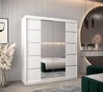 Armoire coulissante VERONA 4 Gris miroir - Blanc - Largeur : 180 cm