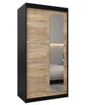 Armoire à portes coulissantes promo v2 Noir - Imitation chêne de Sonoma - Largeur : 100 cm - 2 porte