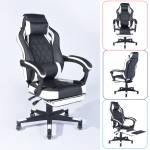 Fauteuil de gaming noir et blanc Noir - Blanc - Cuir synthétique - 69 x 126 x 64 cm