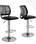 Lot de 2 tabourets de Bar design SAWA Noir - Argenté - Métal - Matière plastique