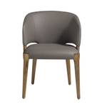 Stuhl aus Kunstleder und Walnussholz Grau - Kunstleder - Textil - 57 x 76 x 58 cm