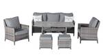 Dining Lounge Set Ancona Grau - Metall - Polyrattan - 178 x 74 x 73 cm