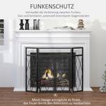 Kaminschirm mit Faltbaren Design 820-241 Schwarz - Metall - 1 x 79 x 120 cm