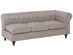 Ecksofa CHESTERFIELD Beige - Eiche Dunkel - 280 x 77 x 85 cm - Textil