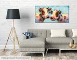 Tableau peint Bavardages animaliers Bois massif - Textile - 120 x 60 x 4 cm