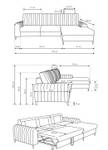 Samt Ecksofa Sofia Grau - Armlehne davorstehend links - Ottomane davorstehend links