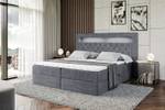 Boxspringbett - NOEL GOLD - LED Schiefergrau - Breite: 180 cm - H4