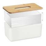 Kosmetiktücher Box mit Holz-Deckel Hellbraun - Weiß