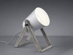 LED Tischlampe Holz, Metallschirm Grau