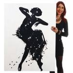 Tableau à l'huile danseuse peinte main Textile - 90 x 120 x 3 cm