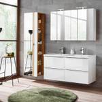 Badezimmer Hochschrank mit Spiegel Weiß - Holzwerkstoff - 45 x 170 x 33 cm