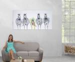 Ölgemälde Zebras II handgemalt Textil - 70 x 140 x 3 cm