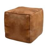 Pouf Arrah Marron - Cuir véritable - 40 x 42 x 40 cm