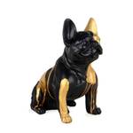 Sitzende Französische Bulldogge Skulptur Schwarz - 23 x 40 x 41 cm