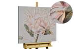 Tableau peint à la main Pink Tenderness Rose foncé - Blanc - Bois massif - Textile - 60 x 60 x 4 cm
