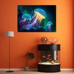 Canvas Bilder Neon-Qualle unter Wasser 90 x 60 cm