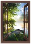 Alubild Fensterblick Angelsteg Braun - 70 x 100 cm