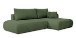 Ecksofa mit Schlaffunktion FOGGI Salbei - Armlehne davorstehend rechts - Ecke davorstehend rechts - Ottomane davorstehend rechts