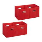 4 x Aufbewahrungsbox Stoff rot Rot - Silber
