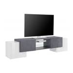 Meuble TV Sam Blanc Brillant et Ardoise Anthracite