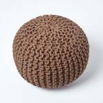 Runder Strickpouf 100% Baumwolle Braun