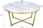 Table Basse Imprimée HW61190 Blanc - Bois manufacturé - 90 x 42 x 90 cm