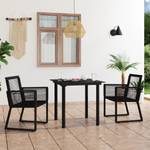 Garten-Essgruppe (3-teilig) 3058283 Schwarz - Glas - Metall - Polyrattan - 80 x 74 x 80 cm