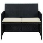 vidaXL 2-Sitzer-Gartensofa mit Polstern Schwarz - Polyrattan - 100 x 85 x 100 cm