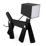 Lampe de chevet noire en forme de chien Noir - Blanc - Bois manufacturé - Matière plastique - 28 x 30 x 9 cm