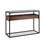 Konsolentisch mit Glasablage Schwarz - Braun - Holzwerkstoff - Glas - Metall - 110 x 80 x 40 cm