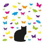 No.RS68 Katze Schmetterlinge und
