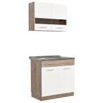 Kitchenette sans électroménagers 2323 Marron - Blanc - Bois manufacturé - 80 x 206 x 51 cm