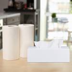 Lot de 2 boîtes à lingettes bambou blanc Blanc - Bambou - 28 x 9 x 16 cm