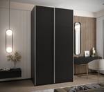 Armoire Lux 1 Noir - Argenté - Largeur : 130 cm