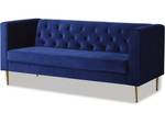 Festes Samtsofa "Bruce" - 196 x 76 x 82 Blau