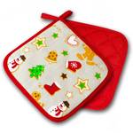 Topflappen Lebkuchen 2 Stück Rot - Textil - 18 x 1 x 18 cm