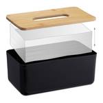 2 x Taschentuchbox Bambusdeckel Schwarz - Braun - Bambus - Kunststoff - 23 x 10 x 13 cm