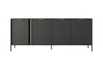 Commode LARS 4D Noir - Doré - Bois manufacturé - Matière plastique - 203 x 82 x 40 cm