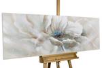 Tableau peint à la main Angélique Gris - Blanc - Bois massif - Textile - 150 x 50 x 4 cm