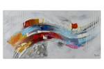 Tableau peint à la main Colourful Floods Gris - Bois massif - Textile - 120 x 60 x 4 cm