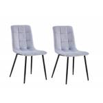 Lot de 2 chaises tissu velours - LOUISE Gris - Textile - 44 x 87 x 48 cm