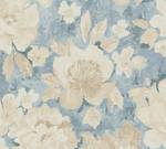 Aquarell Dreams Blumentapete Beige - Blau